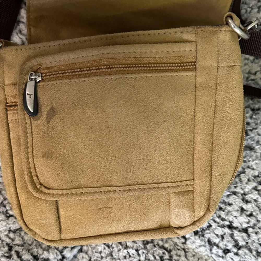 Travelon anti-theft Compact Brown Canvas Crossbody Messenger Bag